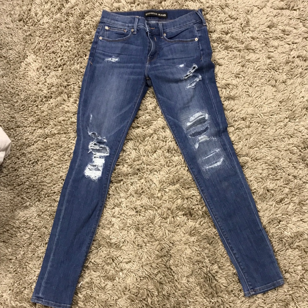 Express jeans legging mid rise ripped design